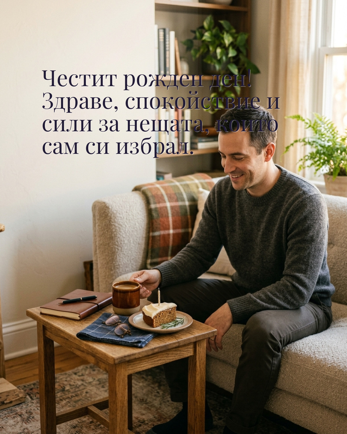 Картичка за рожден ден на мъж: „Честит рожден ден! Здраве, спокойствие и сили за нещата, които сам си избрал“