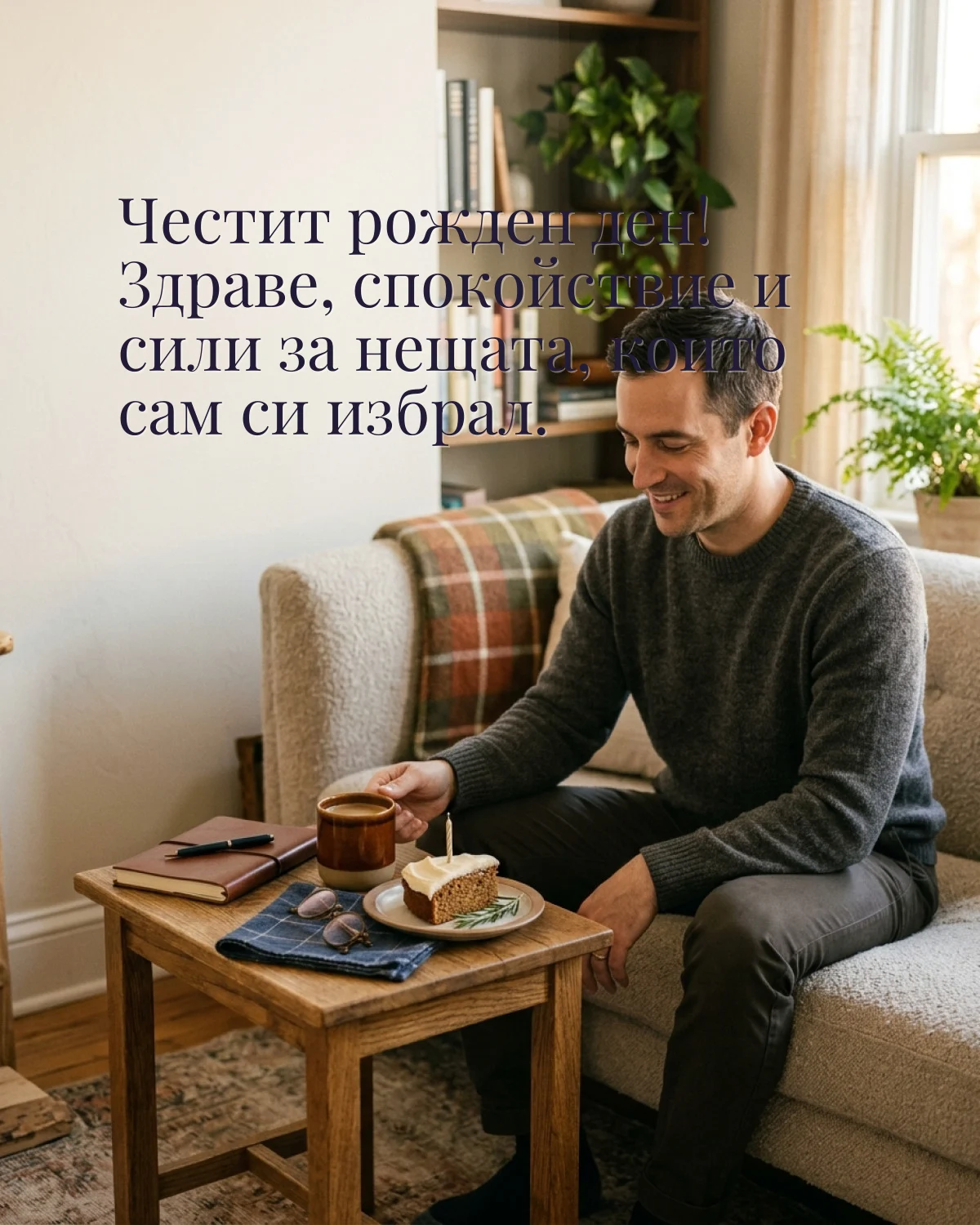 Картичка за рожден ден на мъж: „Честит рожден ден! Здраве, спокойствие и сили за нещата, които сам си избрал“