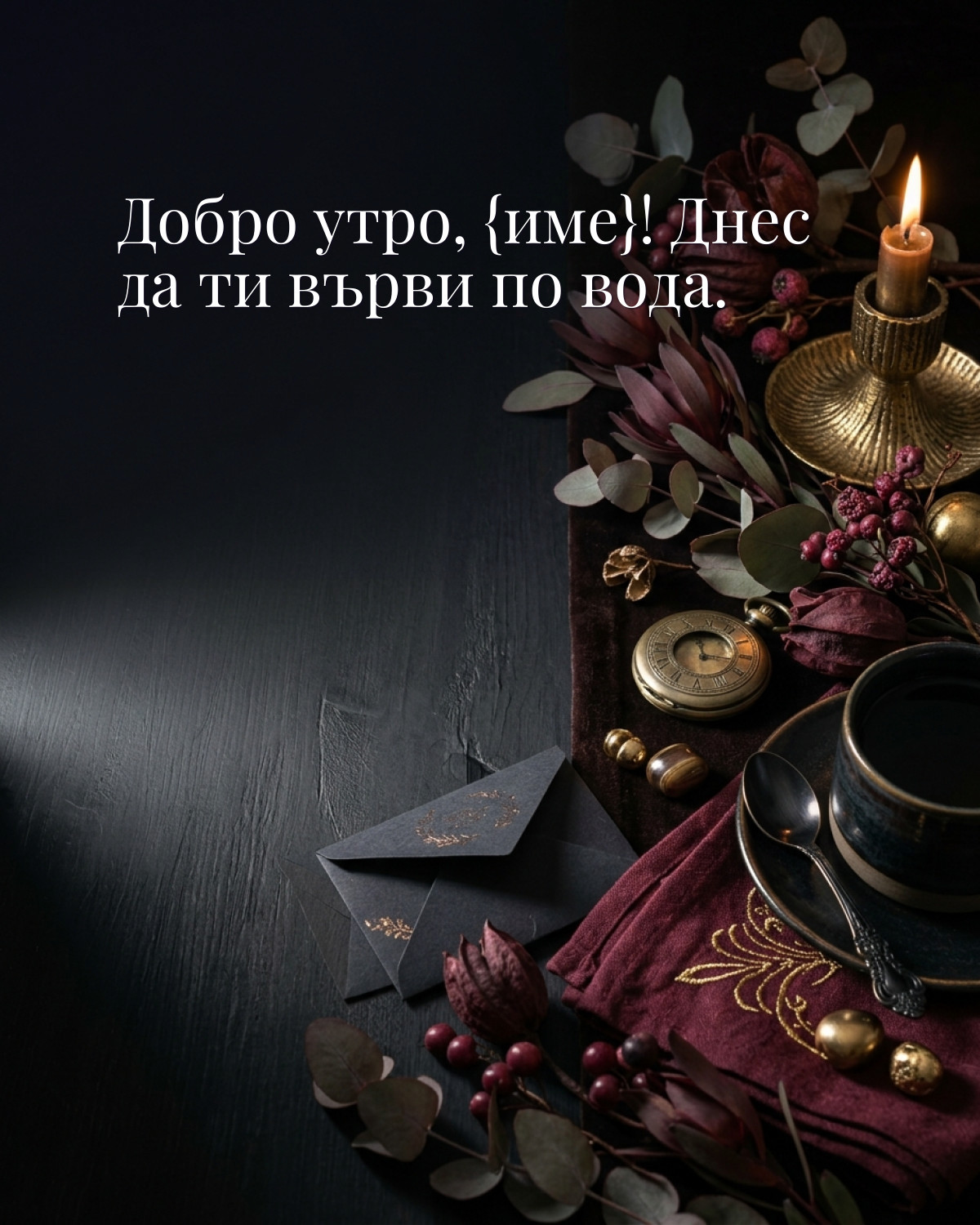 Картичка за добро утро: „Добро утро! Днес да ти върви по вода“