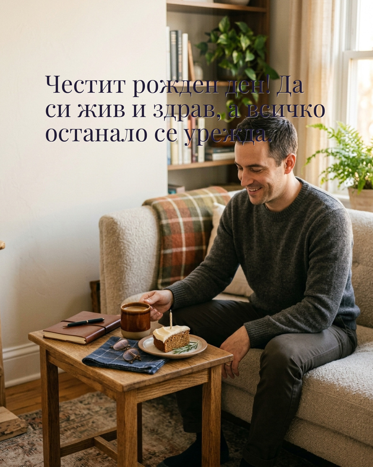 Картичка за рожден ден на мъж: „Честит рожден ден! Да си жив и здрав, а всичко останало се урежда“
