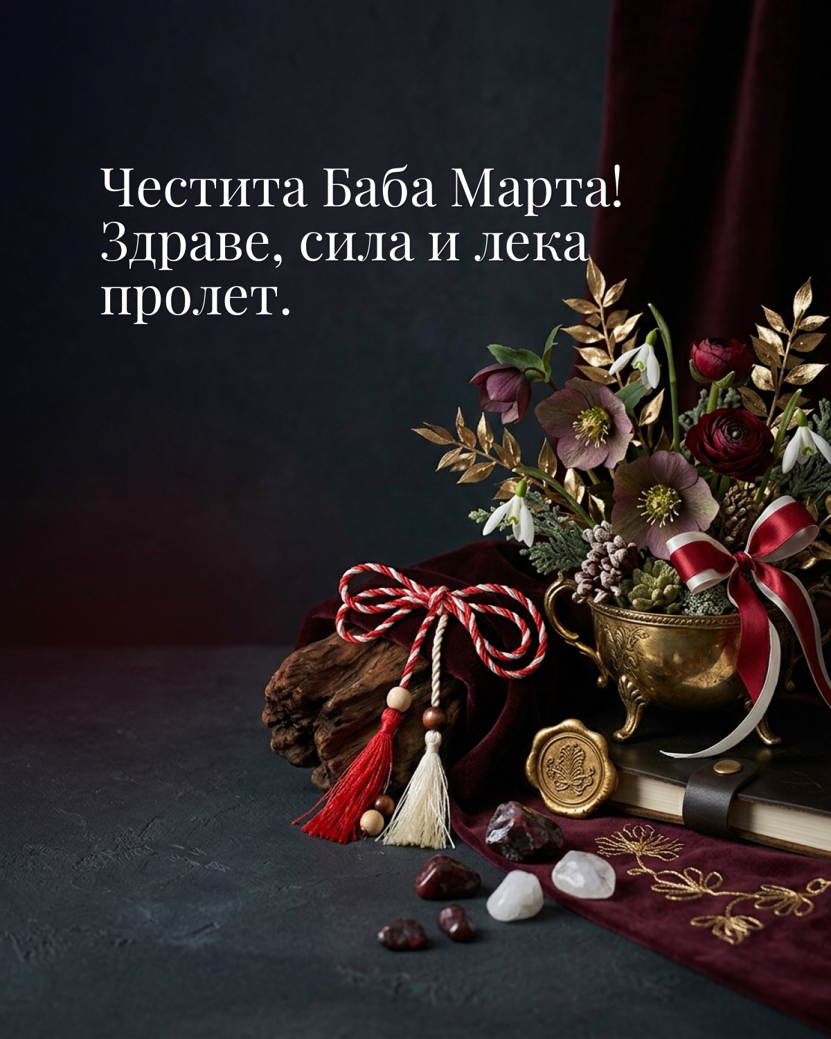 Картичка за Баба Марта: „Честита Баба Марта! Здраве, сила и лека пролет“