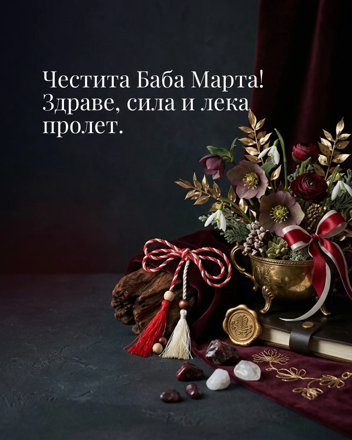 Картичка за Баба Марта: „Честита Баба Марта! Здраве, сила и лека пролет“